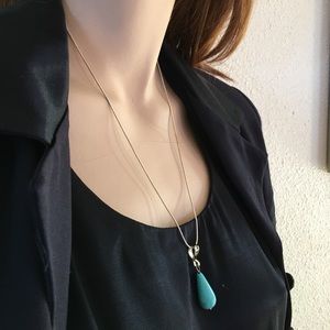 18” Magnesite Turquoise 925 Silver Snake Chain